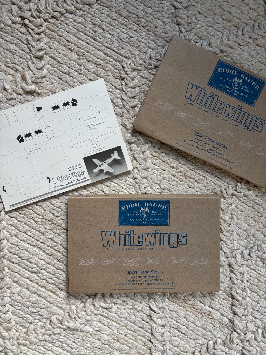 Vintage Eddie Bauer Whitewings Paper Airplanes Patterns Eb-S96 1996 Set Of 2